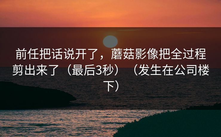 前任把话说开了,蘑菇影像把全过程剪出来了(最后3秒)(发生在公司楼下) 前任把话说开了,蘑菇影像把全过程剪出来了(最后3秒)(发生在公司楼下)