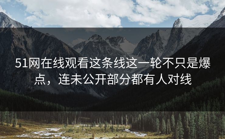 51网在线观看这条线这一轮不只是爆点,连未公开部分都有人对线 51网在线观看这条线这一轮不只是爆点,连未公开部分都有人对线